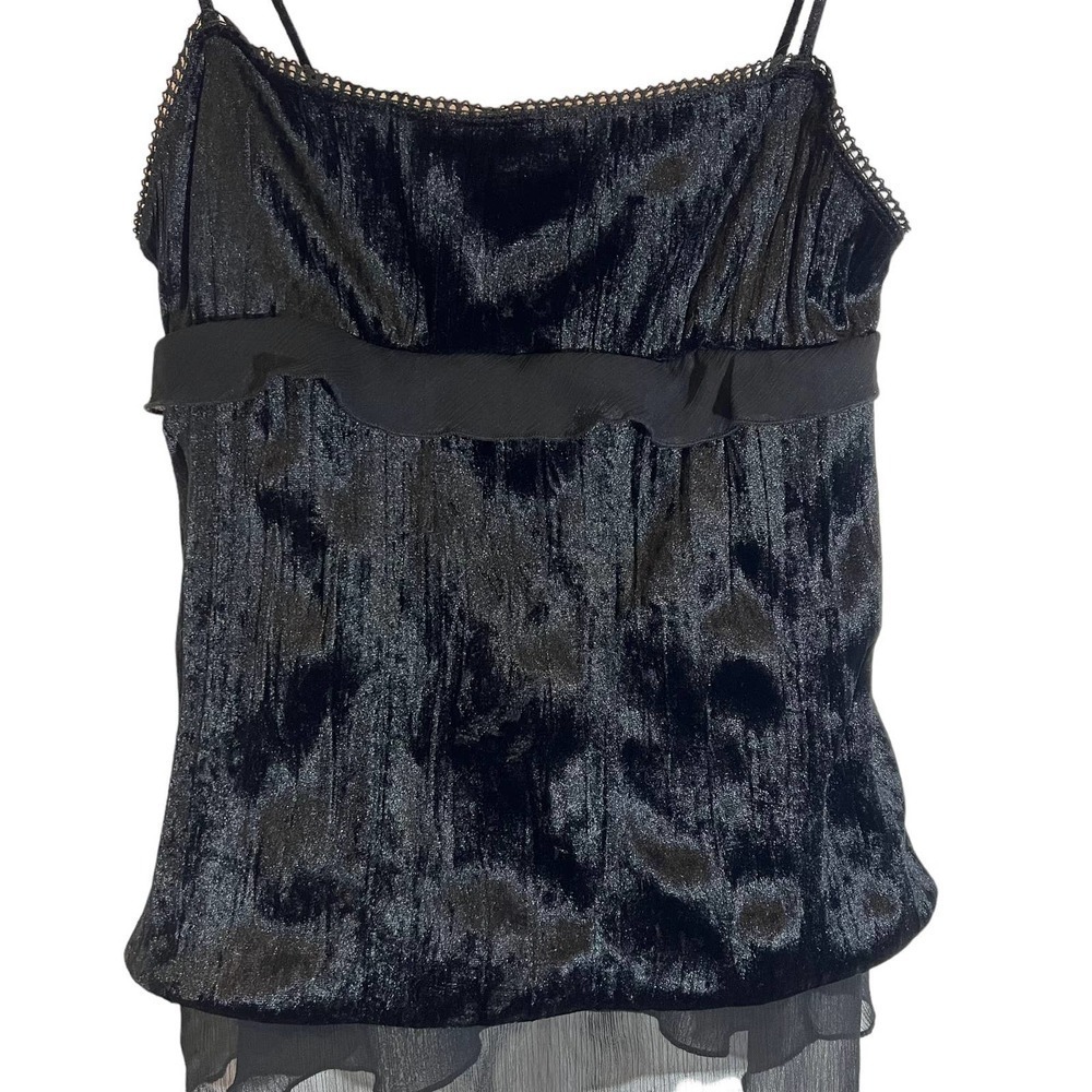 VINTAGE Next Era Couture Black Velvet Baby doll Top Cami  L